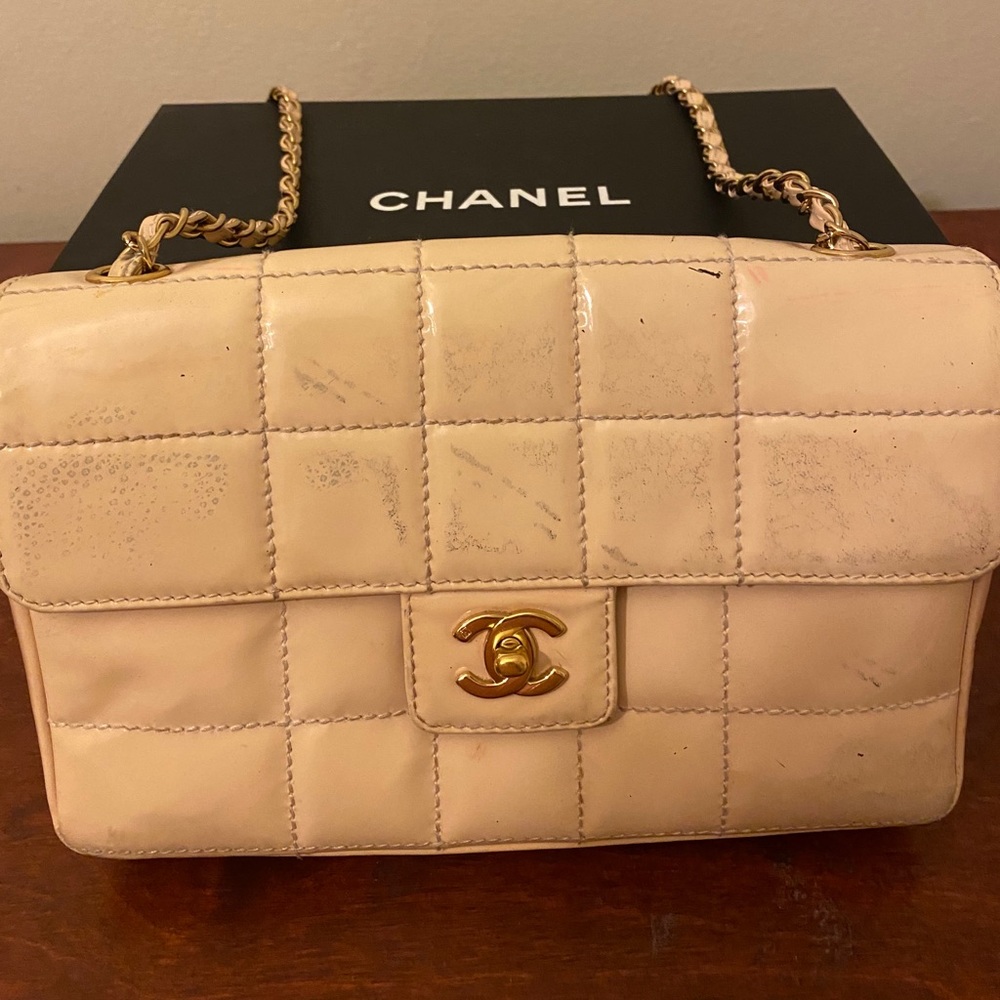 Chanel single flap chocolate bar bag